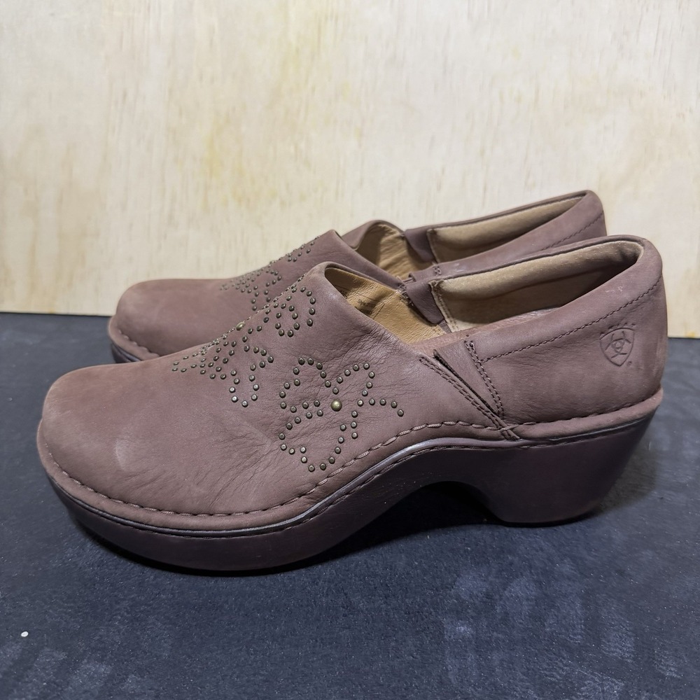 Ariat Women's‎ Strathmore brown leather clogs Size 10 Floral